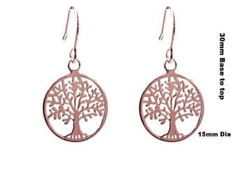 Sterling silver 18k ROSE GOLD VERMEIL TREE OF LIFE YGGDRASIL Earrings