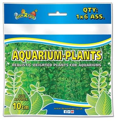 FRF Assorted Plastic Plants With Base -Green- 10cm x6
