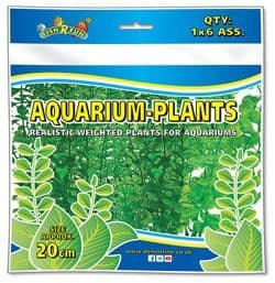 FRF Assorted Plastic Plants With Base -Green- 20cm x6