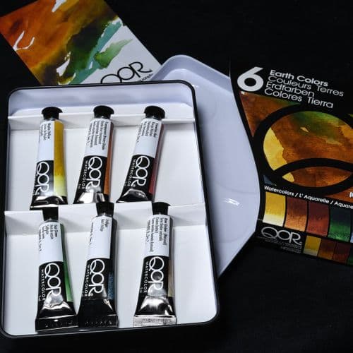 0002 Earth Colours, QoR Modern Watercolours, 6 x 5ml tubes.