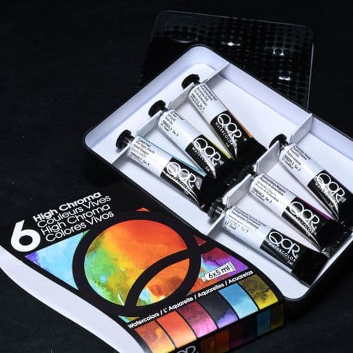 0003 High Chroma, QoR Modern Watercolours, 6 x 5ml tubes.