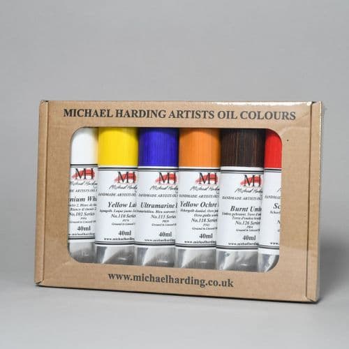 001 Introductory Set of Michael Harding Oil Colours, 6 x 40ml tubes. 5% off.