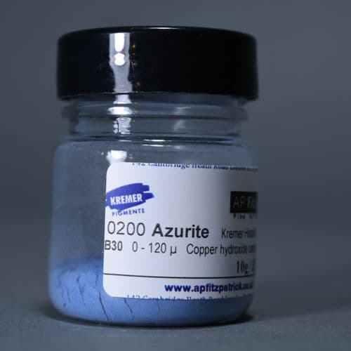10200 Azurite Natural Standard Kremer Pigment, 10g plastic container