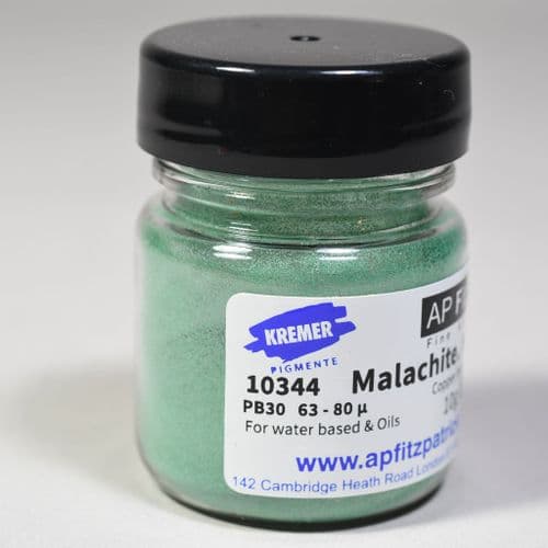 10344 Malachite MP, Fine. Green Kremer Pigment, 10g plastic container