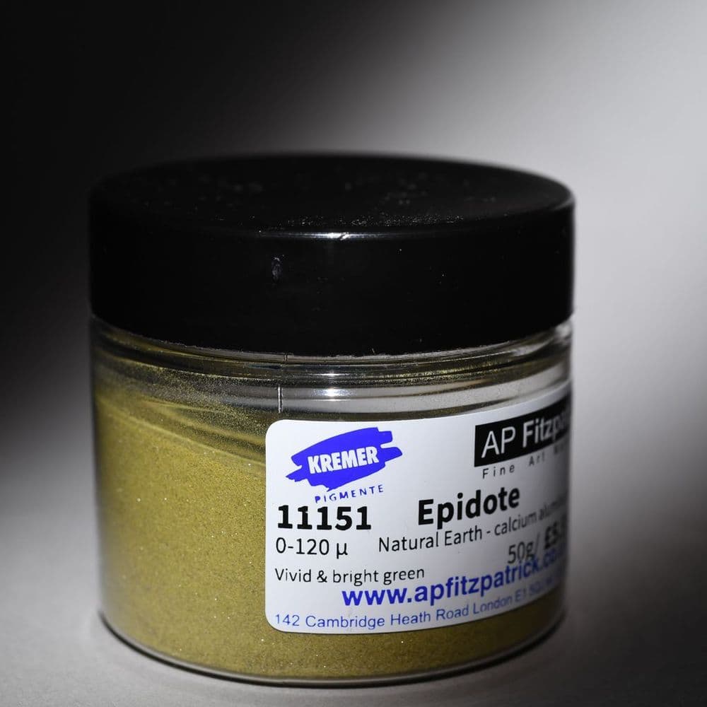 11151 Epidote Greenish Kremer Pigment, 50g plastic container