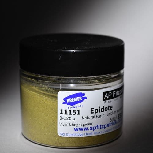 11151 Epidote Greenish Kremer Pigment, 50g plastic container