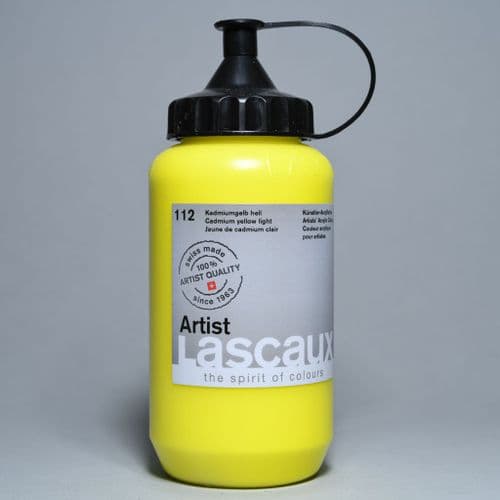 112 Cadmium Yellow Light. Lascaux Artists' Acrylic, 390ml bottle