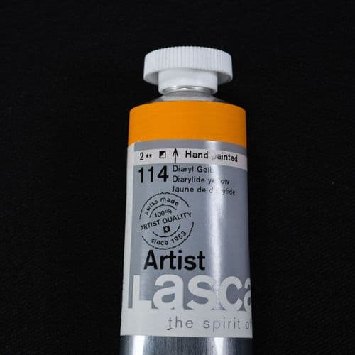114 Diarylide Yellow. Lascaux Artists' Acrylic, 45ml tube