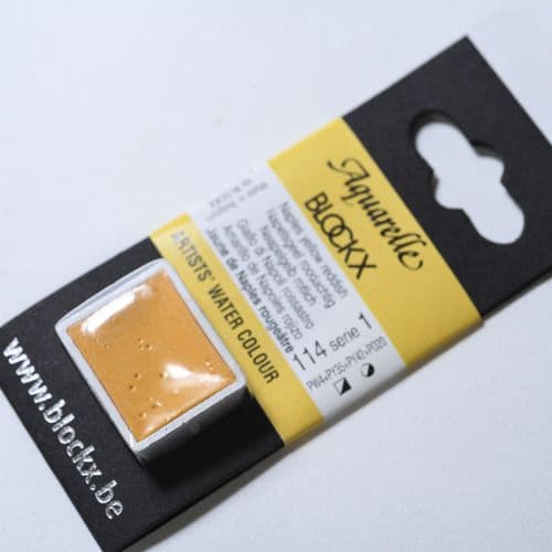 114 Naples Yellow Red Blockx Watercolour Half Pan. 10% off (Discount applied at checkout).