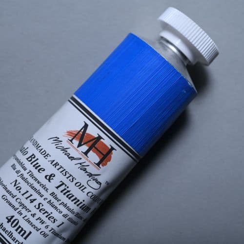 114 Phthalocyanine Blue & Titanium White Michael Harding Oil Colour, 40ml tube. 5% off.