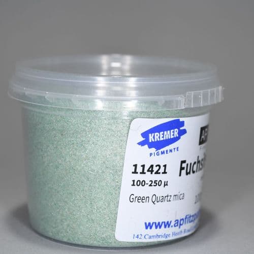 11421 Fuchsite Fine green quartz mica, Kremer Pigment, 100g plastic container