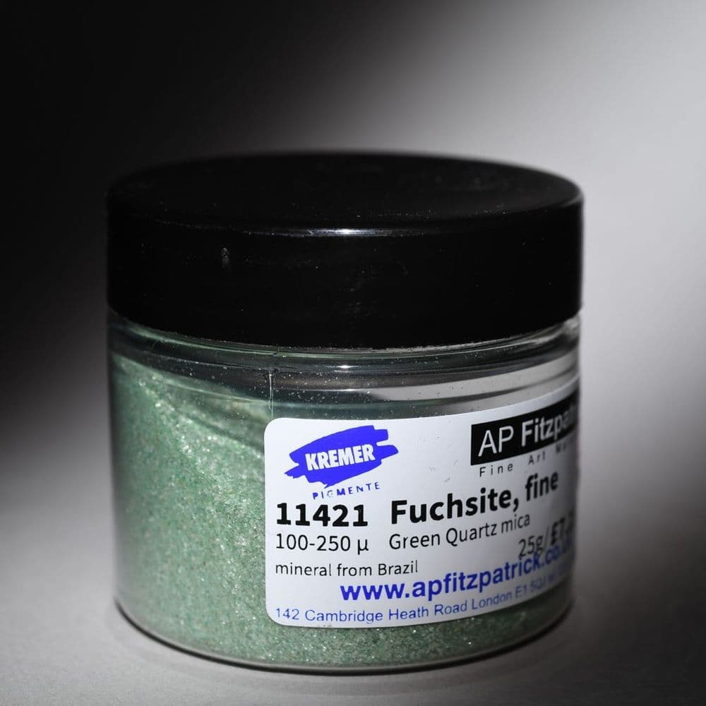 11421 Fuchsite Fine green quartz mica, Kremer Pigment, 25g plastic container