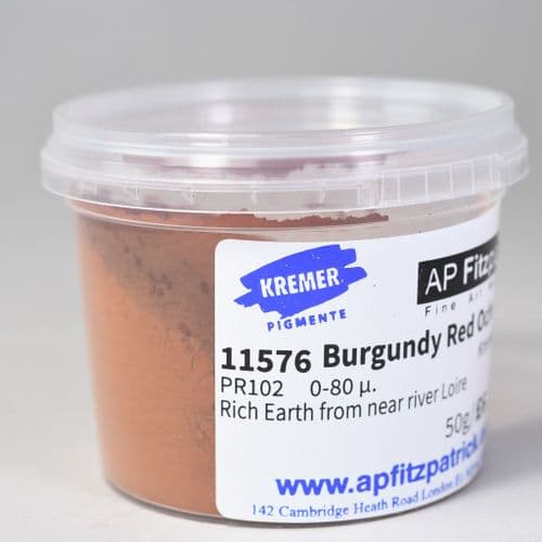 11576 Burgundy Red Ochre, fine Kremer Pigment, 50g plastic container