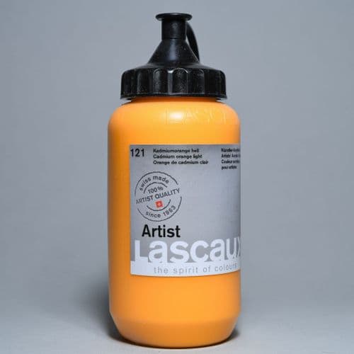 121 Cadmium Orange Light. Lascaux Artists' Acrylic, 390ml bottle