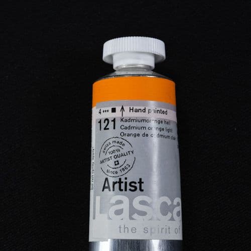 121 Cadmium Orange Light. Lascaux Artists' Acrylic, 45ml tube