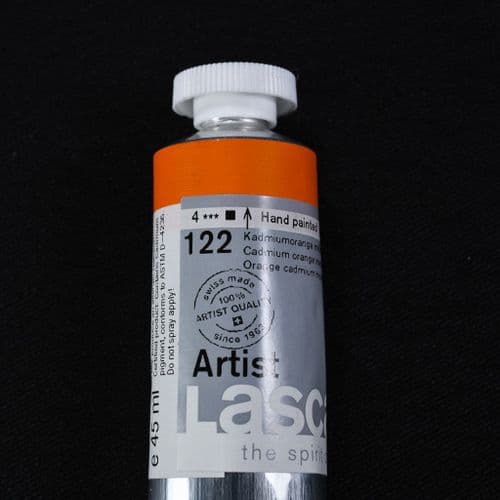 122 Cadmium Orange Medium. Lascaux Artists' Acrylic, 45ml tube