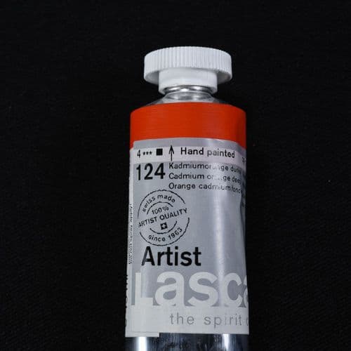 124 Cadmium Orange Deep. Lascaux Artists' Acrylic, 45ml tube