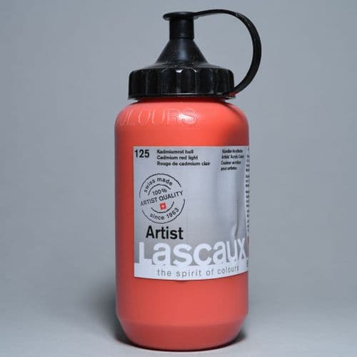 125 Cadmium Red Light. Lascaux Artists' Acrylic, 390ml bottle