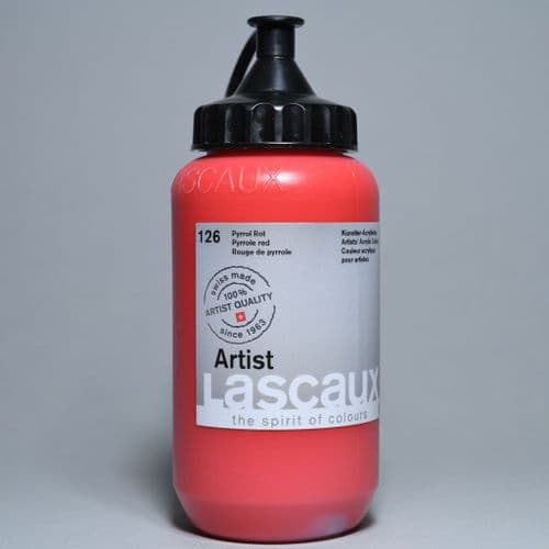 126 Pyrrole Red. Lascaux Artists' Acrylic, 390ml bottle