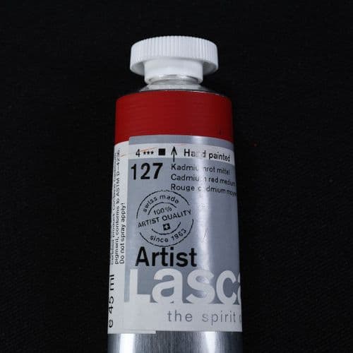 127 Cadmium Red Medium. Lascaux Artists' Acrylic, 45ml tube