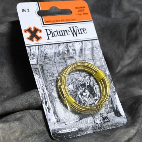 12836. Picture Wire. Brass with Steel Core. 'X' Brand, 3m