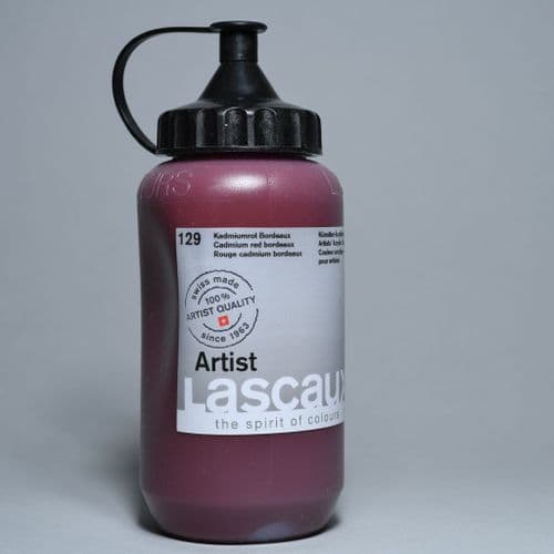 129 Cadmium Red Bordeaux. Lascaux Artists' Acrylic, 390ml bottle