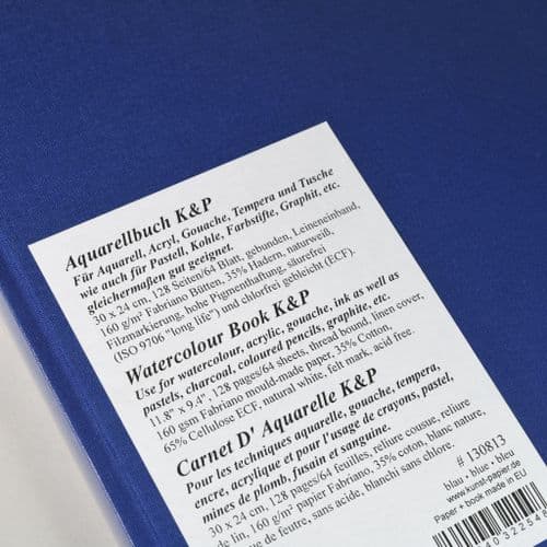 130813 APF Watercolor Sketchbook, Blue Cloth Cover, Landscape 30cm x 24cm