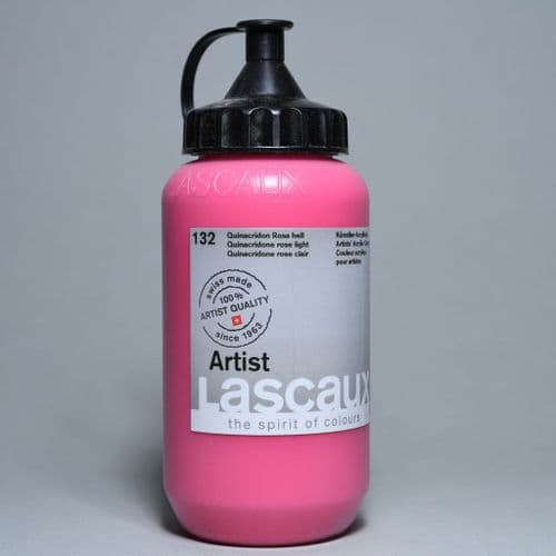 132 Quinacridone Rose Light. Lascaux Artists' Acrylic, 390ml bottle