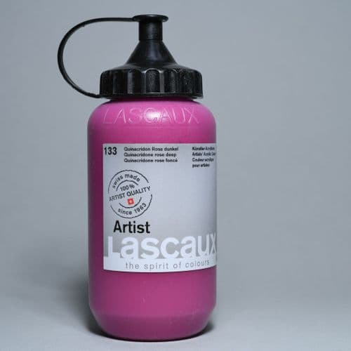 133 Quinacridone Rose Deep. Lascaux Artists' Acrylic, 390ml bottle