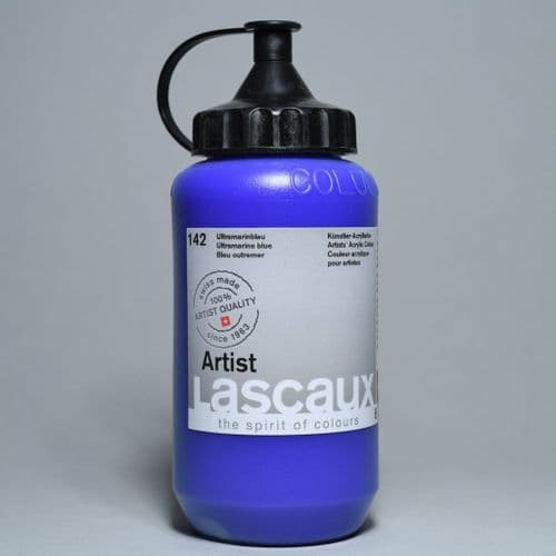 142 Ultramarine Blue. Lascaux Artists' Acrylic, 390ml plastic container