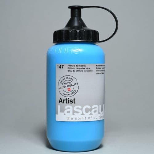 147 Phthalo Turquoise Blue. Lascaux Artists' Acrylic, 390ml bottle