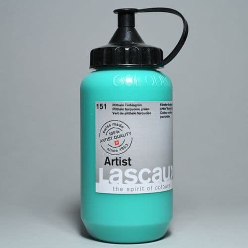 151 Phthalo Turquoise Green. Lascaux Artists' Acrylic, 390ml bottle