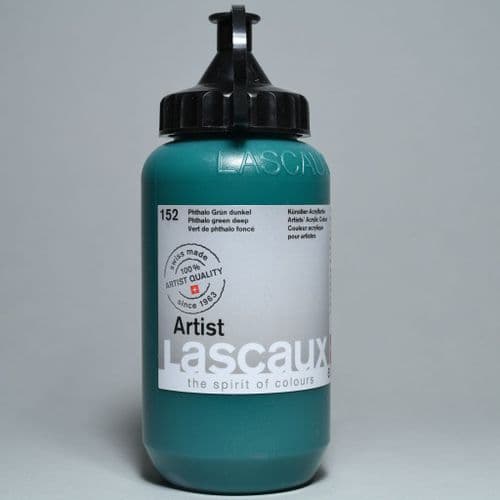 152 Phthalo Green Deep. Lascaux Artists' Acrylic, 390ml plastic container