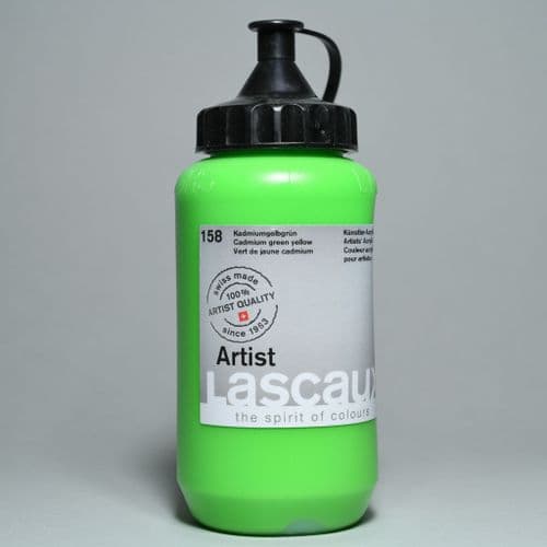 158 Cadmium Green Yellow. Lascaux Artists' Acrylic, 390ml bottle