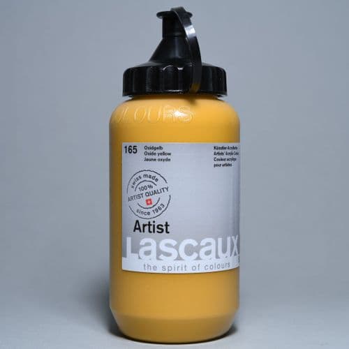 165 Oxide Yellow. Lascaux Artists' Acrylic, 390ml plastic container