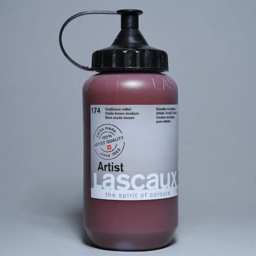 174 Oxide Brown Medium. Lascaux Artists' Acrylic, 390ml bottle
