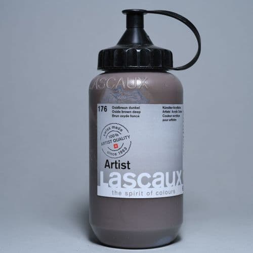 176 Oxide Brown Deep. Lascaux Artists' Acrylic, 390ml plastic container