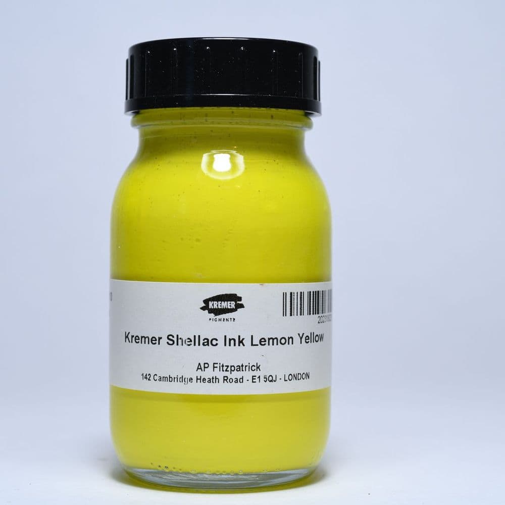 180310 Lemon Yellow Kremer Shellac Ink 100ml jar