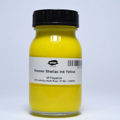 180320 Yellow Kremer Shellac Ink, 100ml jar