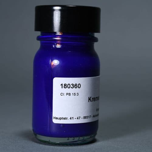 180360 Blue Kremer Shellac Ink, 30ml jar