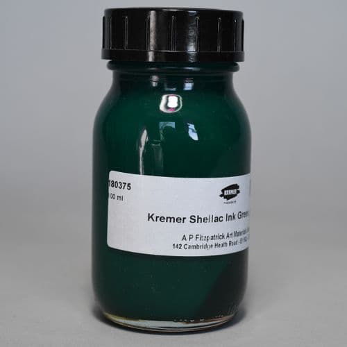 180375 Green-Yellowish Kremer Shellac Ink, 100ml jar