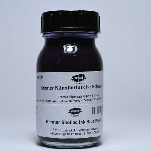 180381 Blue-Black Kremer Shellac Ink, 100ml jar