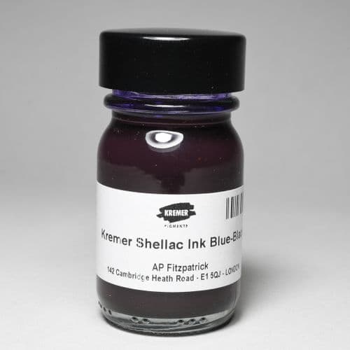 180381 Blue-Black Kremer Shellac Ink, 30ml jar