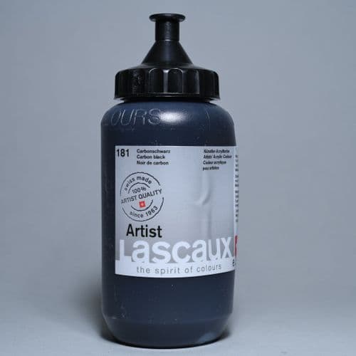 181 Carbon Black. Lascaux Artists' Acrylic, 390ml plastic container