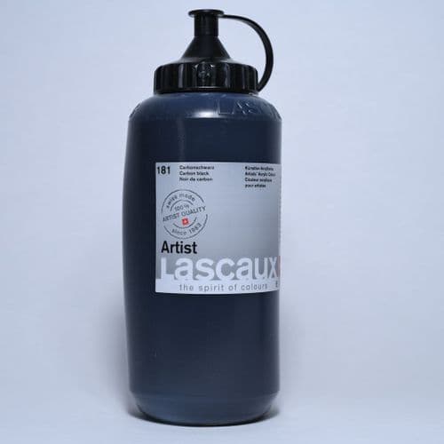 181 Carbon Black. Lascaux Artists' Acrylic, 750ml plastic container