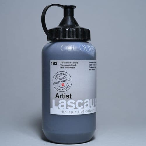 183 Transoxide Black. Lascaux Artists' Acrylic, 390ml plastic container