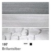 197 Brilliant Silver, PW20 PW6 PBk7.  Lascaux Artist Metallics, 45ml tube