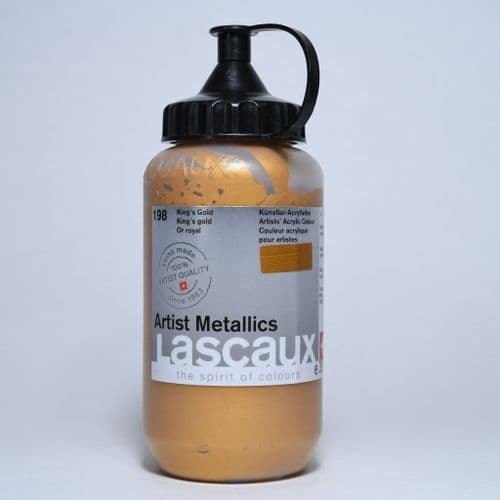 198 King's Gold. Lascaux Artist Metallics, 390ml plastic container