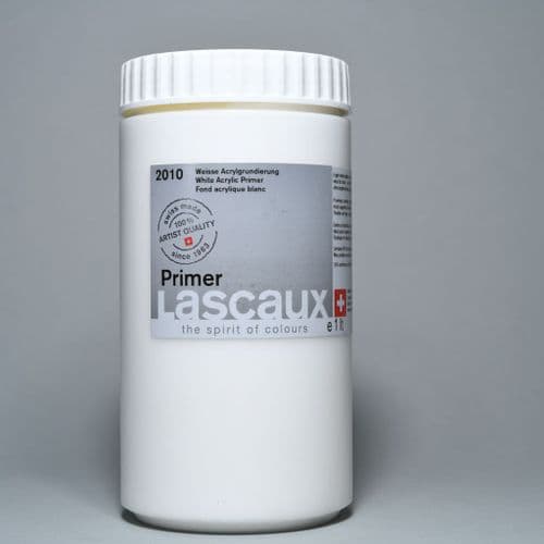 2010 Acrylic White Primer, Lascaux, 1 lt plastic container