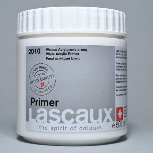 2010 Acrylic White Primer, Lascaux, 500ml plastic container